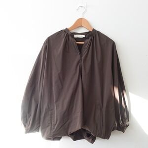 Brown Top Women Small Basic Oversized Loose Blouse‎ Dolman Kpop Unisex Korean